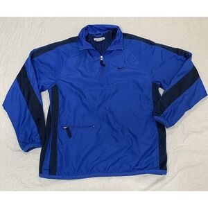 Nike Windbreaker Pullover Jacket Blue Mesh Lined 1/4‎ Zip Mens L